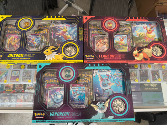 Full Set of Vaporeaon, Flareon, Jolteon VMAX Premium Collections